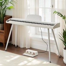 White 88 Key Semi Weighted Digital Piano Dual Keyboard MIDI,Triple Pedal