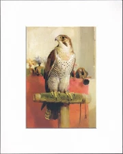 8X10" Matted Print Picture Bird Art: Sir Edwin Landseer, Falcon