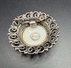 Vtg LIMOGES Hand Painted Porcelain Brooch Beautiful Woman Silver Tone Filigree — photo 3
