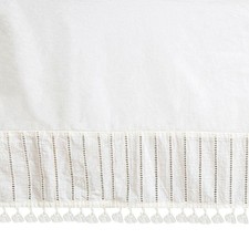 Crane Baby Boho Cotton Crib Skirt with Fringe, White Bed Crib, Grey