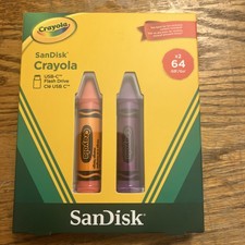 CRAYOLA SANDISK USB-C Flash Drive 64GB 2 Pack - Mango Tango and Vivid Violet NEW