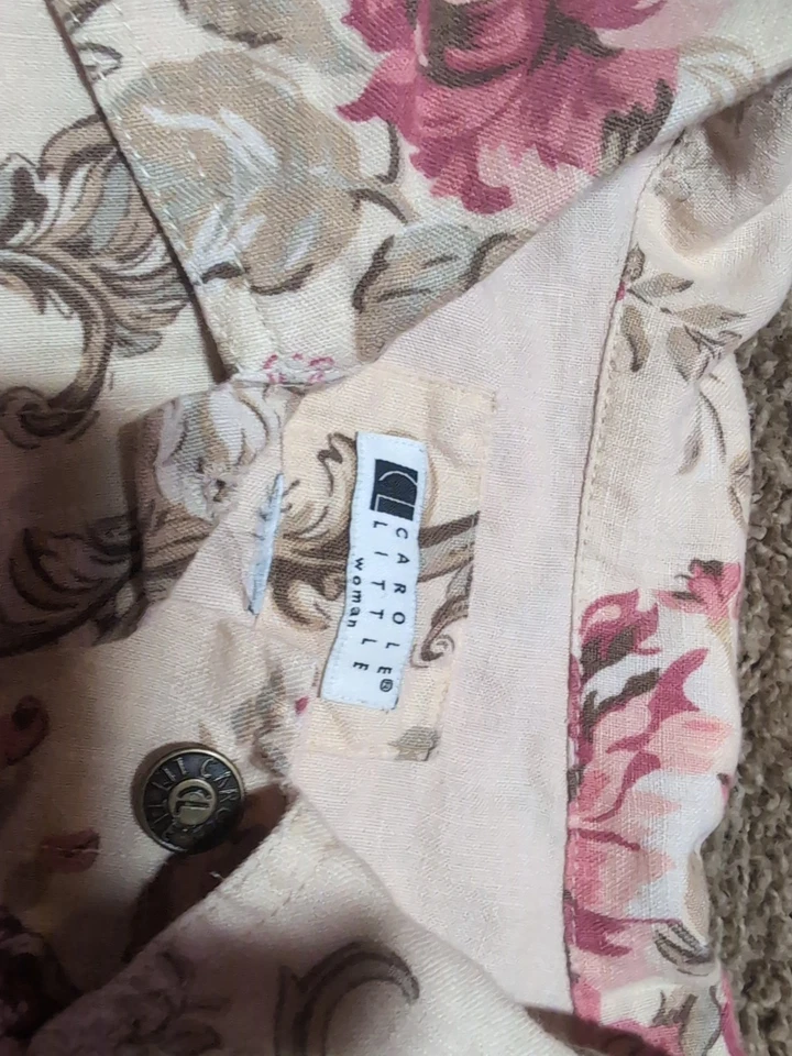 Women's Linen Jean Style Jacket Floral Design 2X - Image 2 of 4