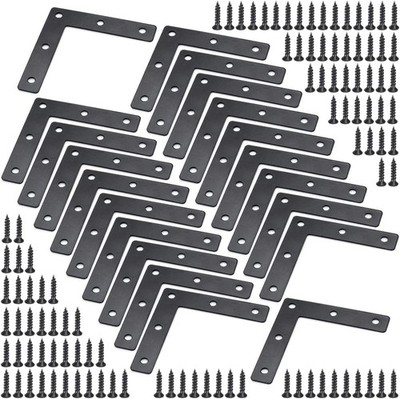 20PCS Flat L Corner Braces Bracket 80mm x 80mm Right Angle Mending Plate