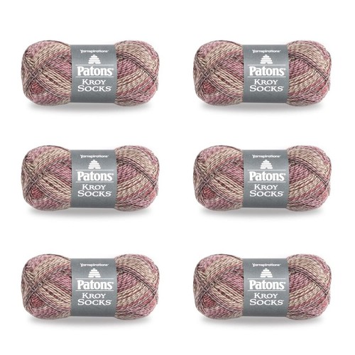 Kroy Socks Brown Rose Marl Yarn - 6 Pack of 1.75oz/50g - Blended Fiber - 166 ...