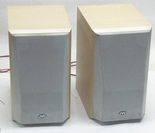 Pair of JVC SP-UXV100 Light Beige Wooden Wired Bookshelf Speakers - Tested