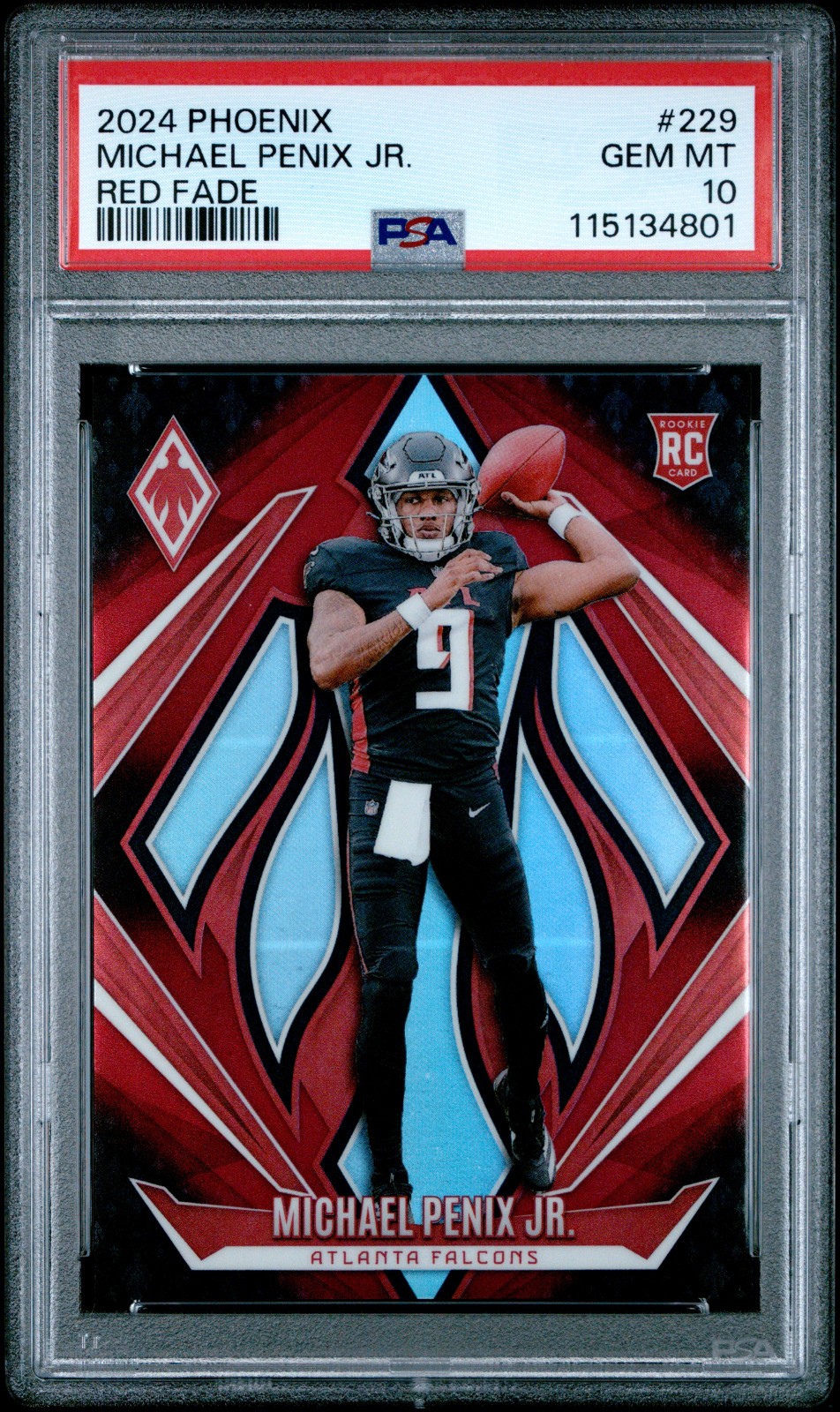 2024 Phoenix #229 Michael Penix Jr RED Fade /299 RC PSA 10 *POP 12* Color Match