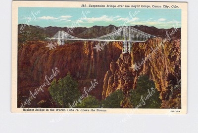 PPC Postcard CO Colorado Canon City Suspension Brige Of Royal Gorge Info Card