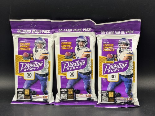 3x 2024 Panini PRESTIGE Football Fat Pack Cello Value Packs Factory Sealed