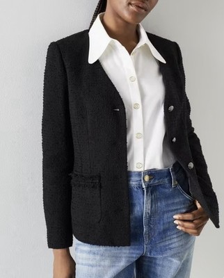 LK Bennett Black Hannah Italian Tweed Jacket UK18 RRP £359 NEW