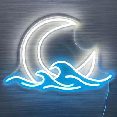 Sunrise Sunset Neon Sign Moon over Sea Light Twilight Wave LED Moonrise 