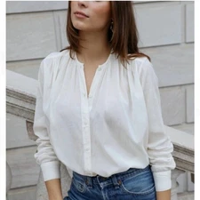 Mille Resort & Travel Florian Top in cream cotton voile size xs