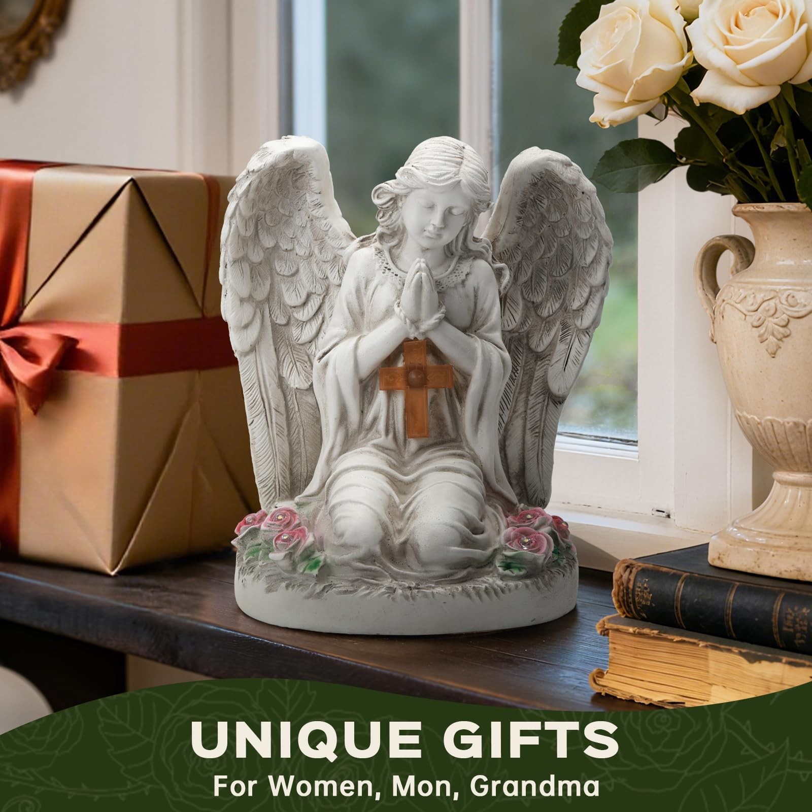 Elegant Solar-Powered Angel Garden Statue for Outdoor and Cemetery Decorations
