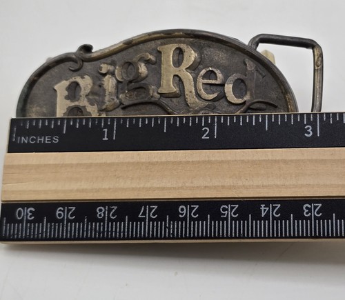 Vintage Big Red Chewing Tobacco Belt Buckle Longhorn Steer Brass 2.75"×2" - Picture 10 of 11