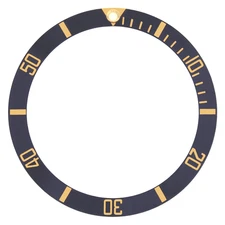 REPLACEMENT BEZEL INSERT BLACK WITH GOLD FONT CERAMIC FOR WATCH 40MM X 30.50MM