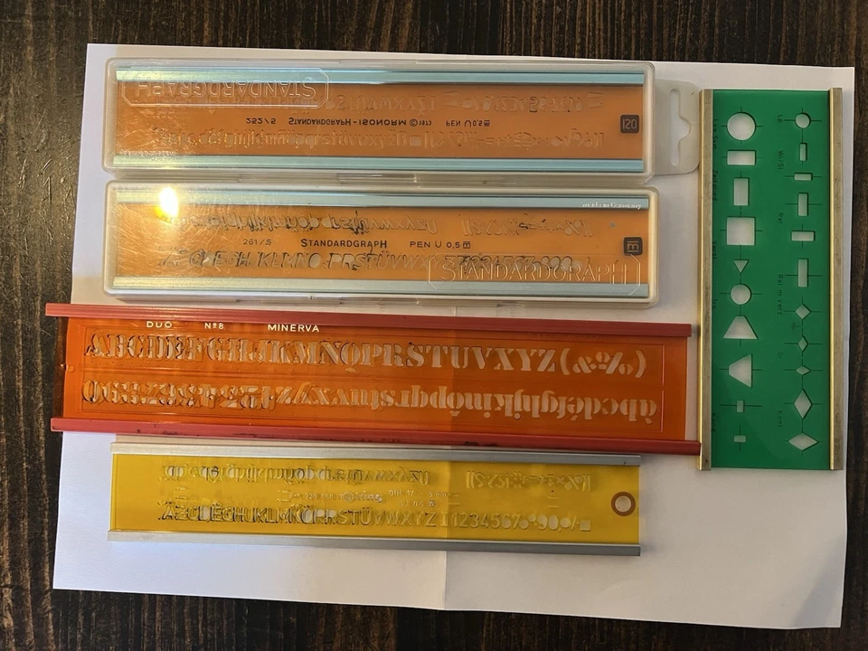 Diverse Schriftschablonen 5x - Gebraucht