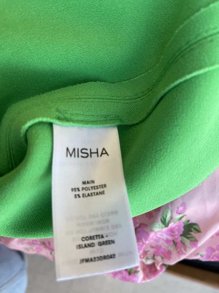 Vestido midi Misha Coretta verde recortado talla S EU 36 verde isla ceñido al cuerpo Foto 2 de 4