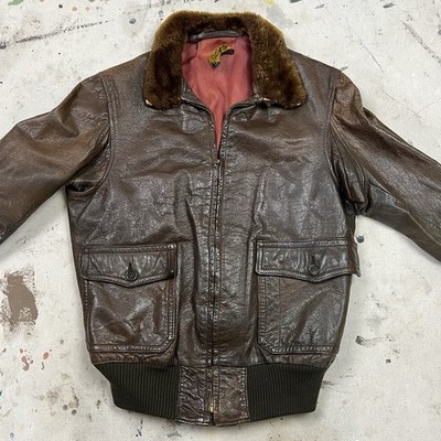 Vintage 40s WW2 US Navy M-422A G-1 Leather Bomber Jacket Mens 42