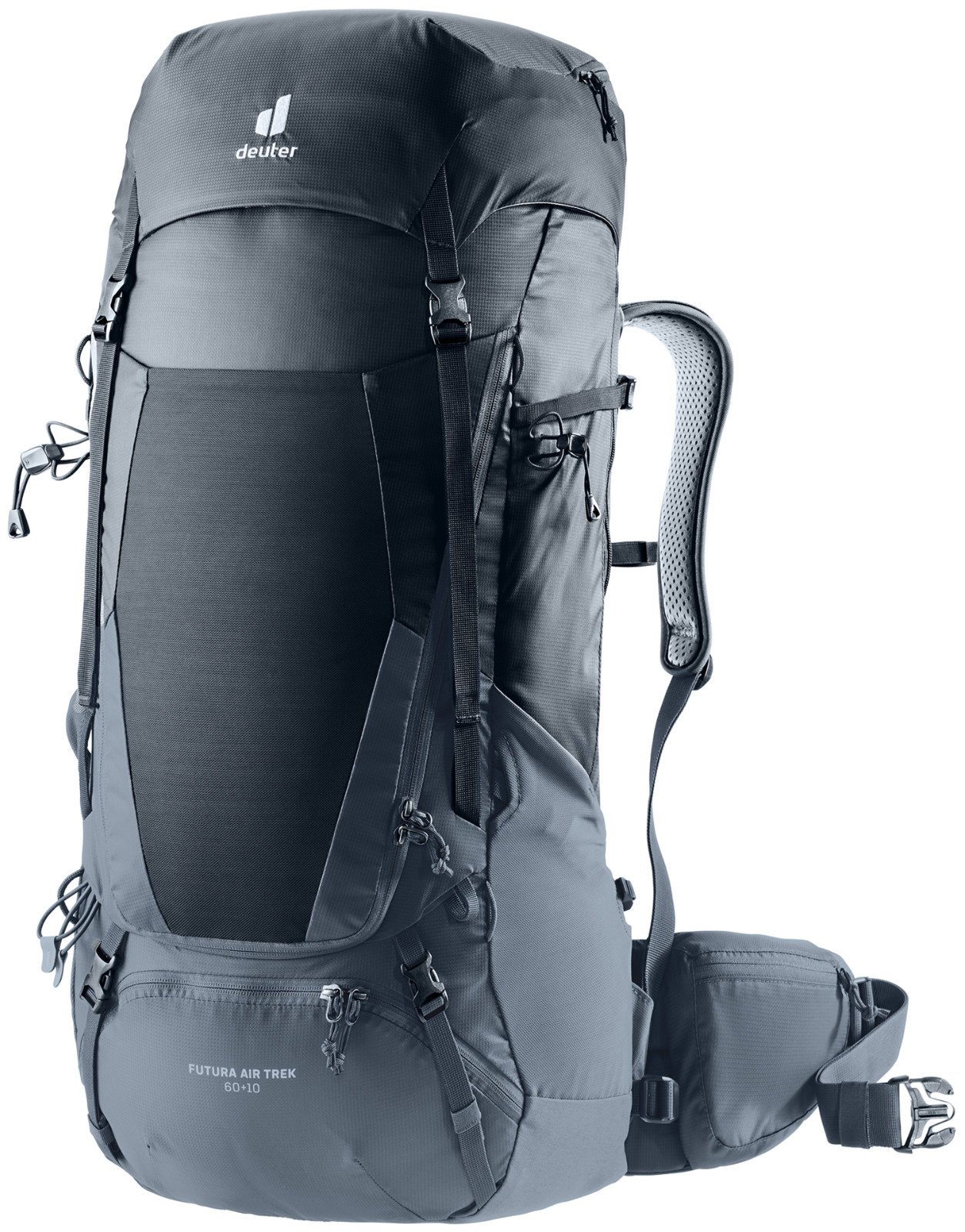 New Deuter Futura Air Trek 60+10 Trekking Backpack (black-graphite) w/ frame