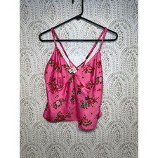Victoria's Secret Pink Floral Satin Pajama Set Cami and Shorts 2 Piece XL