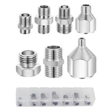 7-Piece Airbrush Adapter Set, Multi-Size Fitting Connector Kit 1/8", 1/4", M...