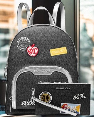 Michael Kors Jaycee Medium Embellished MK Logo Backpack +Double