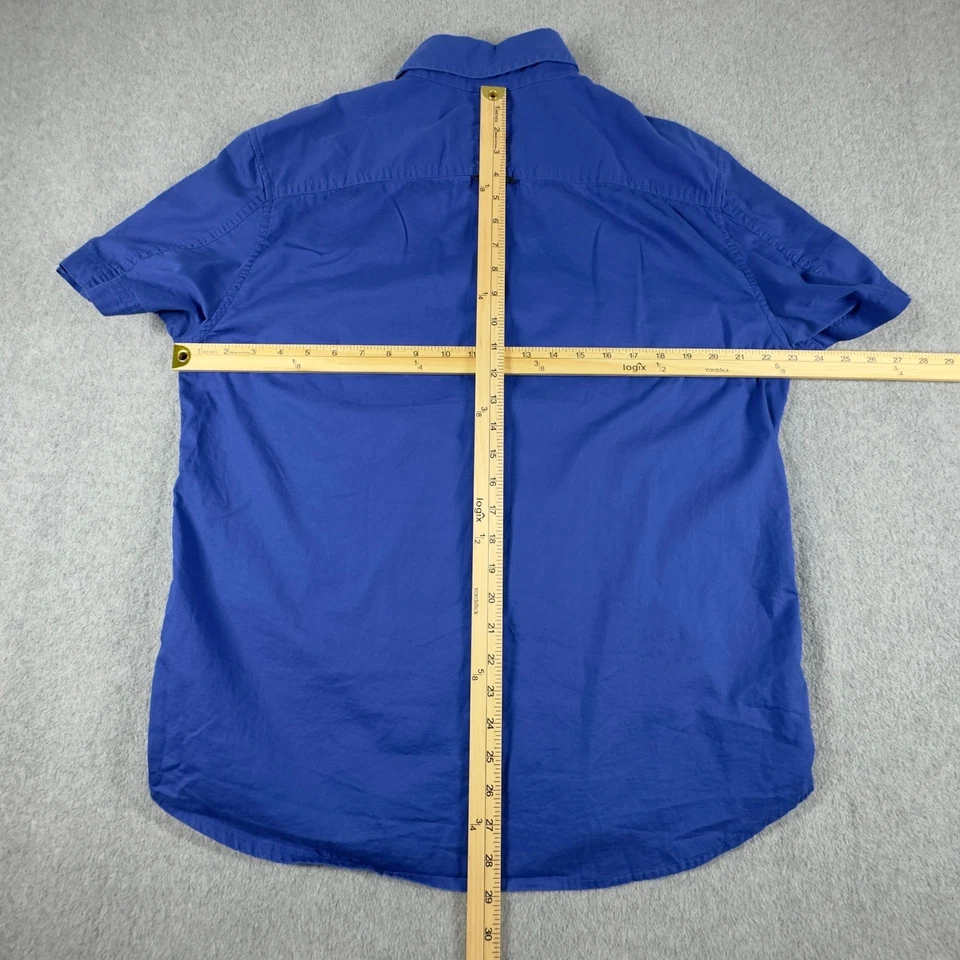 Armani Exchange Button Up Shirt Mens Large Blue Double Pocket Front Short Sleeve - Image 3 of 4