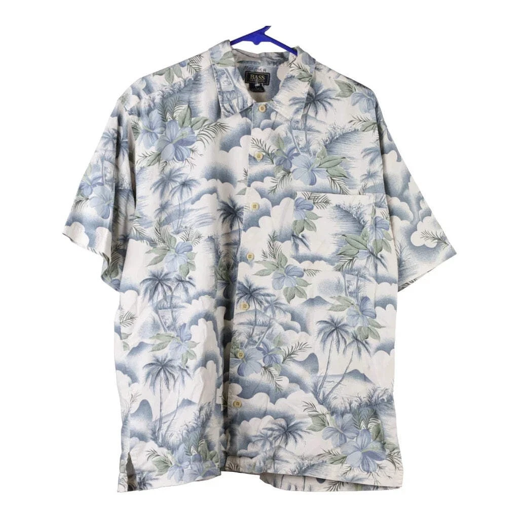 G. H. Bass & Co. Hawaiian Shirt - Large Grey Viscose Blend