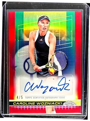 2024 Topps Chrome Tennis Caroline Wozniacki Red Refractor Auto #3/5!