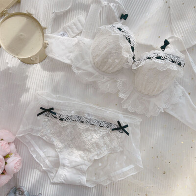 Lolita Japanese Cute Girls Briefs Underpants Lace Bra Sets Underwear Bow Panties