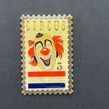 Circus Clown Red Nose United States 5c Stamp Shaped Collector Lapel Pin
