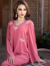 Luxury Rhinestone Abaya Dubai Women Long Dress Muslim Evening Party Kaftan Gown