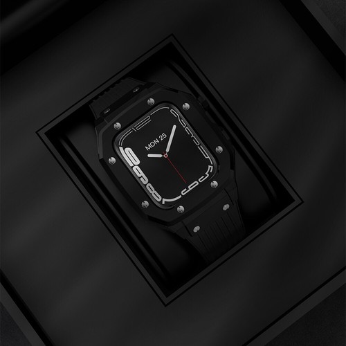 Lussuosa custodia in metallo robusto con cinturino in silicone per Apple Watch Series 9 8 7 6 5 SE - Foto 13 di 16