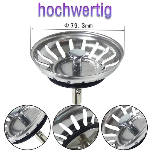 Abflussstopfen Edelstahl Siebkorb Spüle Neu Spüle Blanco-Ablaufschlitze-79MM - Bild 1 von 18