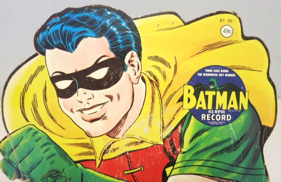 Vintage Batman 45 RPM Vinyl Record There Goes Robin / The Wonderful Boy