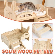 Wooden Rabbit Guinea Pig Hamster Wooden Bed with Ladder Stairs Playing Sleeping