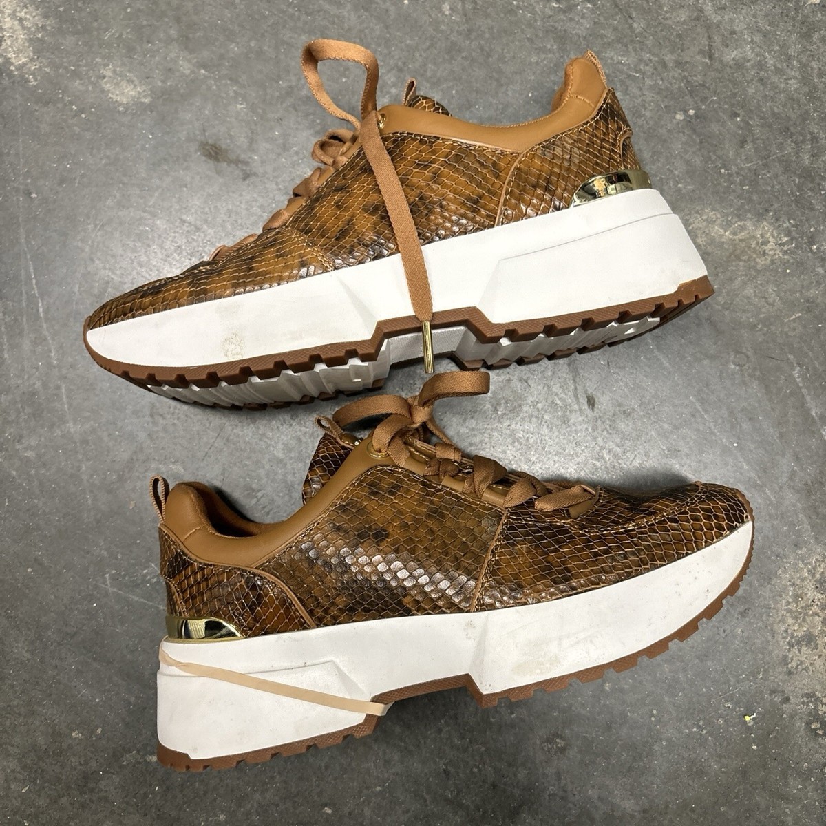 Women Michael Kors Brown Snakeskin Gym Shoes Size