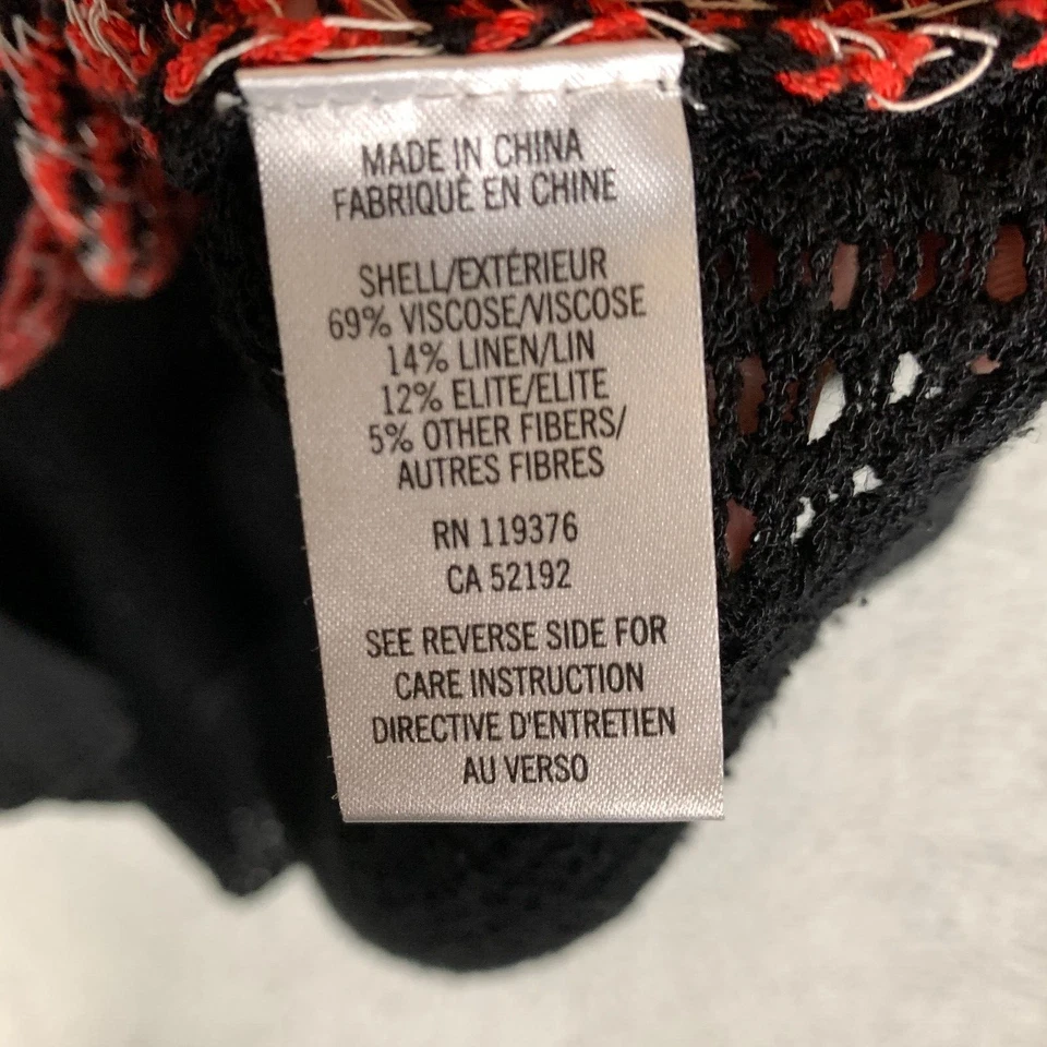 Suéter Helmut Lang Mujer Grande L Negro/Rojo Punto Mixto Cuello en V Mezcla de Lino $345 Foto 4 de 4