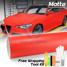 Premium Matte Flat Red Car DIY Vinyl Wrap Sticker Decal Sheet Film Bubble Free