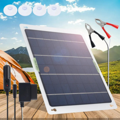 30W Solar Battery Maintainer Car RV Charger 12 Volt Tender Trickle Waterproof US