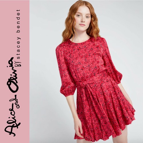 ALICE AND OLIVIA MINA TIE WAIST MINI 