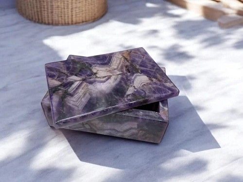 6"x4"x2" Amethyst Stone Jewelry Box – Handmade Storage Organizer | Personalized - Picture 4 of 6