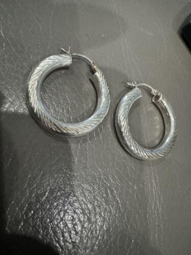 Vintage aufwendige Sterling Silber 925 Ohrhänger Creolen