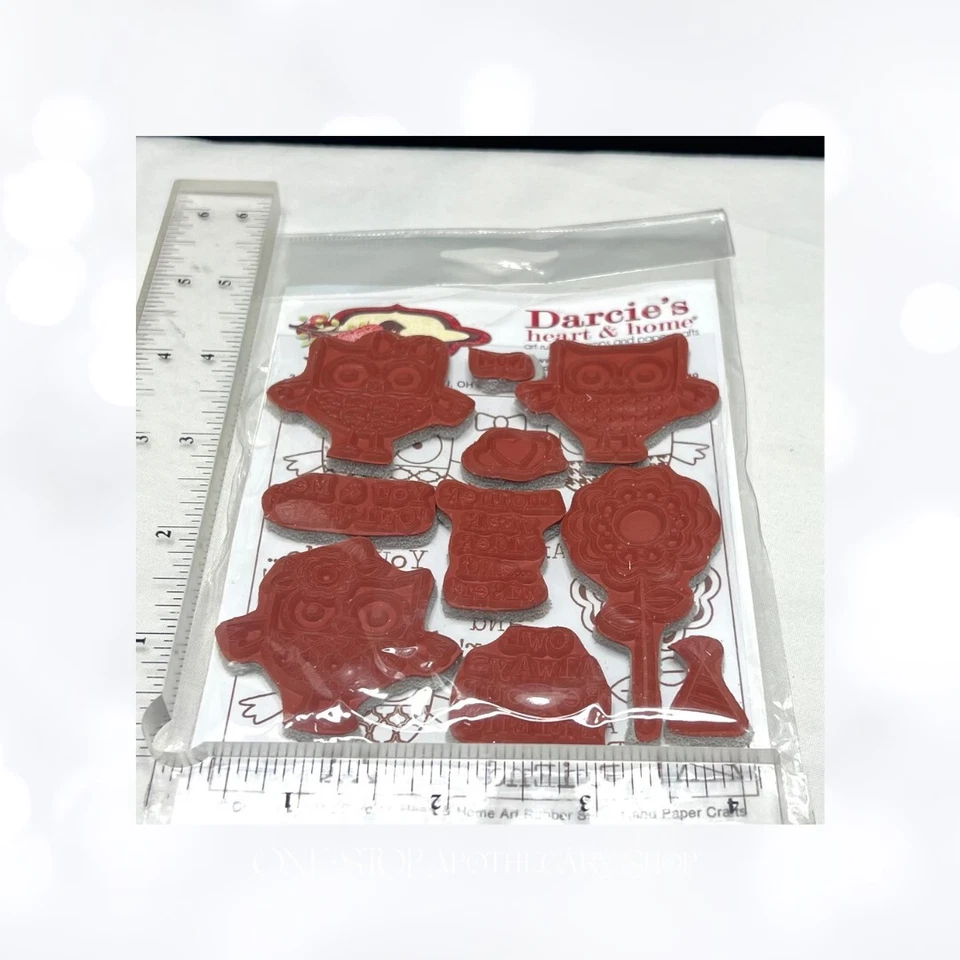 Lote de 2 estampillas de goma de pájaros búhos búhos de madera de Darice Foto 3 de 3