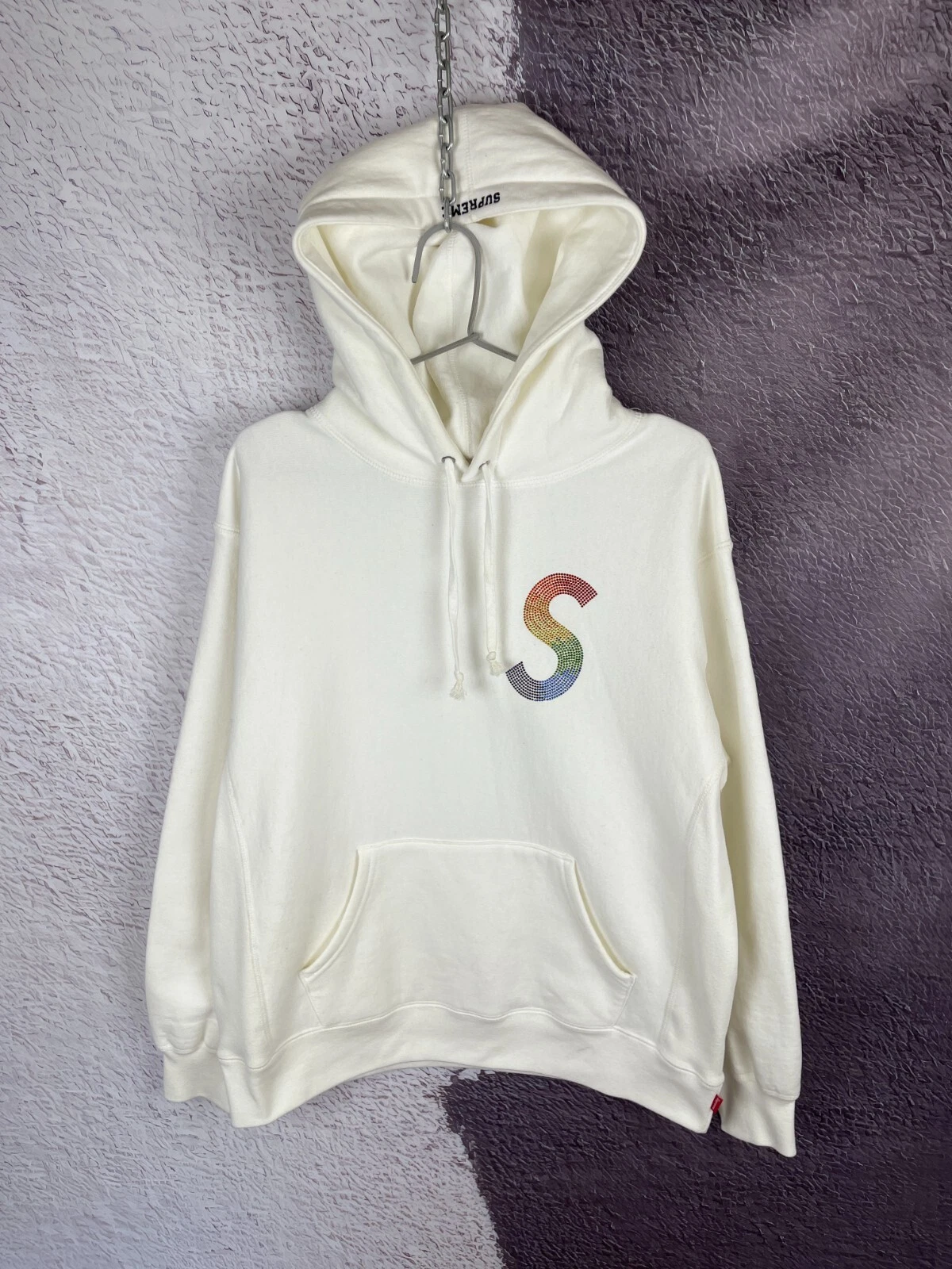 Sweat à capuche Supreme x Swarovski cristaux blanc crémeux grand S