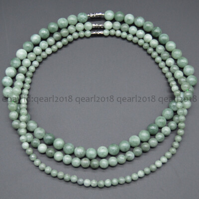 6-14mm Natural A Green Jade Jasper Round Gemstone Beads Necklace 14-36 inches