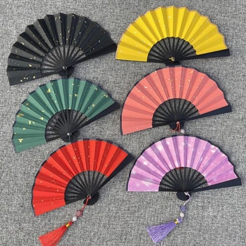 Mini Hanfu Ventilator vergoldet Reis Papier Papier Ventilatoren Klappventilator Geschenk