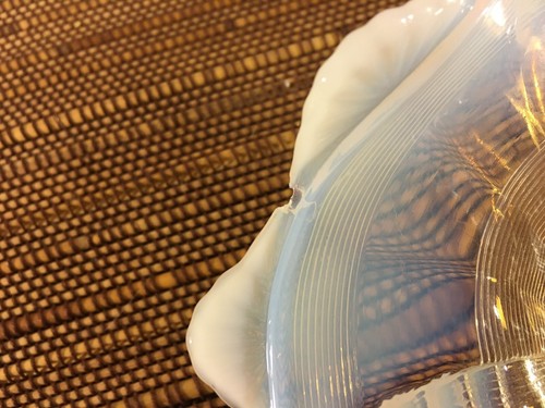 Vintage Opalescent Vaseline Milk Glass Fluted & 3 Footed Ribbed Bowl 8” Wide - Picture 7 of 7
