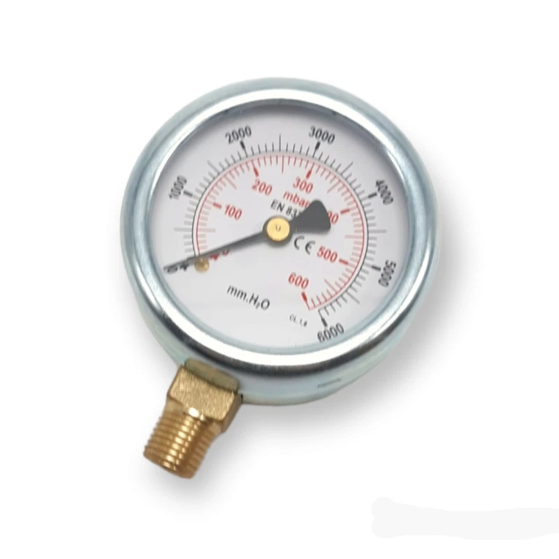 FAUSTORICAMBI MANOMETRO ARIA GAS BASSA PRESSIONE Ø 60 MM MP1-63 0 - 6000 MMH2O/MBAR 1/4