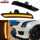 [Amber LED] For 2015-2020 Cadillac ATS CTS Smoked Front Side Marker Lights Lamps