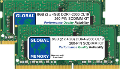 8GB (2 X 4GB) DDR4 2666MHz PC4-21300 260-PIN Sodimm Mac Mini 2018 RAM Set